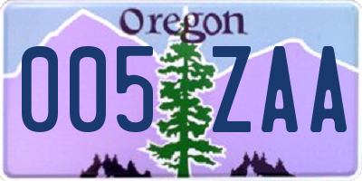 OR license plate 005ZAA