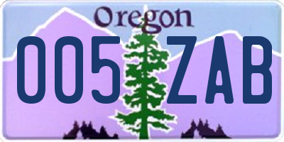 OR license plate 005ZAB