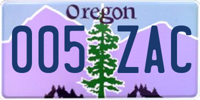 OR license plate 005ZAC