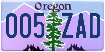 OR license plate 005ZAD