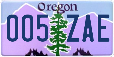 OR license plate 005ZAE