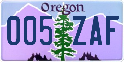 OR license plate 005ZAF