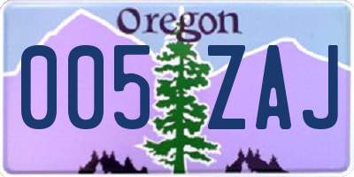 OR license plate 005ZAJ