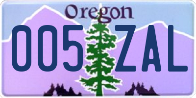 OR license plate 005ZAL