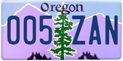 OR license plate 005ZAN