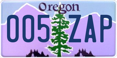 OR license plate 005ZAP