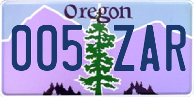 OR license plate 005ZAR
