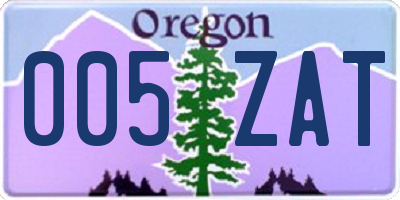 OR license plate 005ZAT