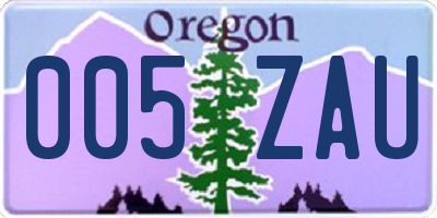 OR license plate 005ZAU