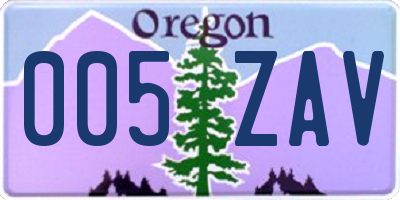OR license plate 005ZAV