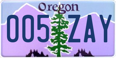 OR license plate 005ZAY