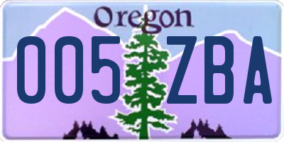 OR license plate 005ZBA