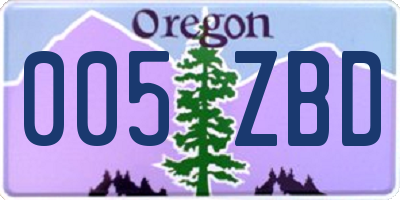 OR license plate 005ZBD