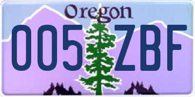 OR license plate 005ZBF