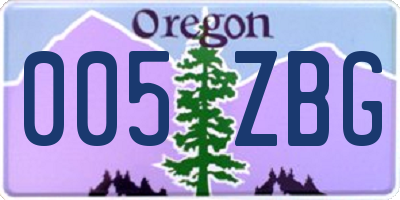 OR license plate 005ZBG