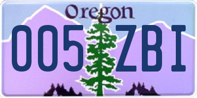 OR license plate 005ZBI