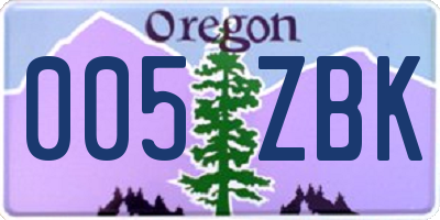 OR license plate 005ZBK