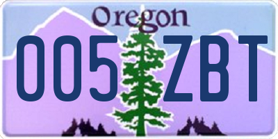 OR license plate 005ZBT