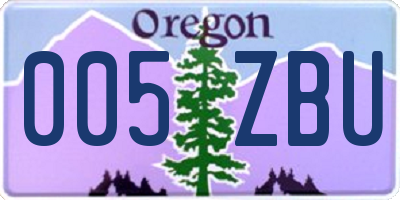 OR license plate 005ZBU