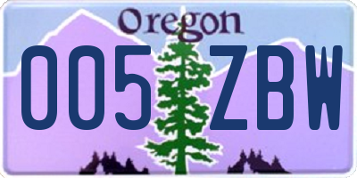 OR license plate 005ZBW
