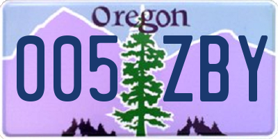 OR license plate 005ZBY