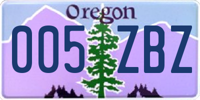 OR license plate 005ZBZ