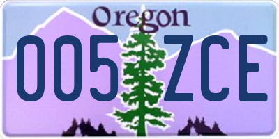 OR license plate 005ZCE