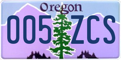 OR license plate 005ZCS