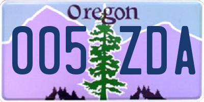 OR license plate 005ZDA