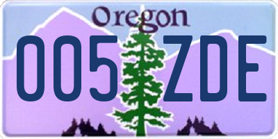 OR license plate 005ZDE