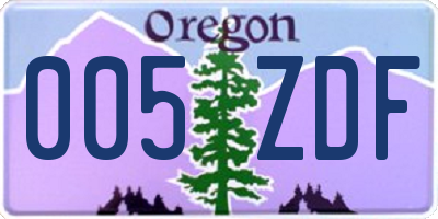 OR license plate 005ZDF