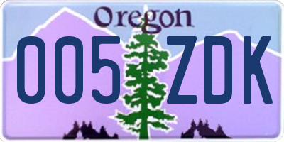 OR license plate 005ZDK