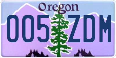 OR license plate 005ZDM