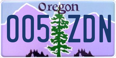 OR license plate 005ZDN