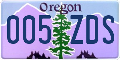OR license plate 005ZDS