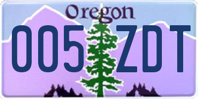 OR license plate 005ZDT