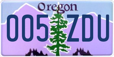 OR license plate 005ZDU
