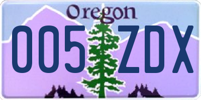 OR license plate 005ZDX