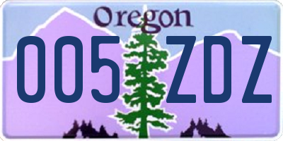OR license plate 005ZDZ