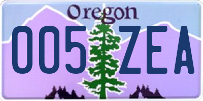 OR license plate 005ZEA