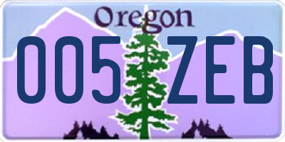 OR license plate 005ZEB