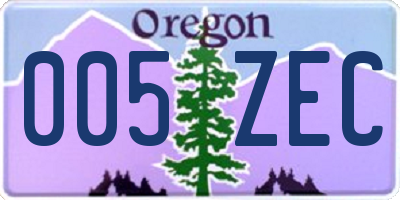 OR license plate 005ZEC