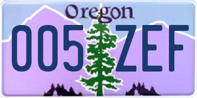 OR license plate 005ZEF