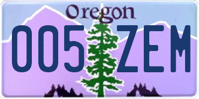 OR license plate 005ZEM