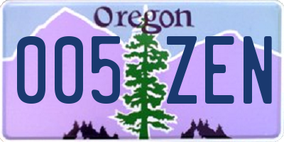 OR license plate 005ZEN