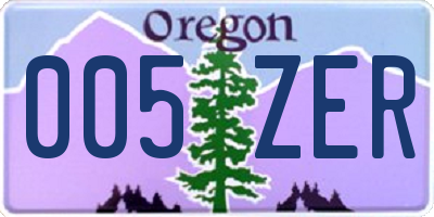 OR license plate 005ZER