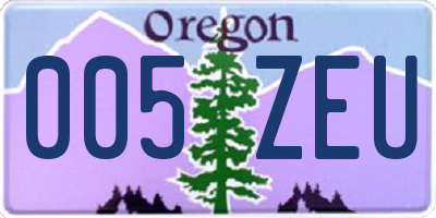 OR license plate 005ZEU