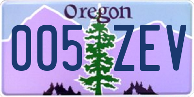 OR license plate 005ZEV