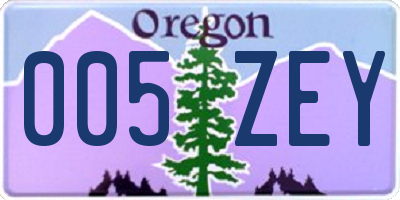 OR license plate 005ZEY