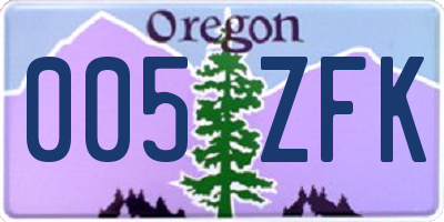 OR license plate 005ZFK